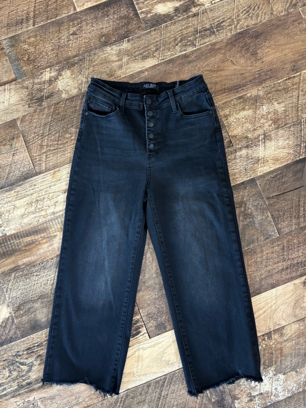 Judy Blue 9/29 High-Rise Black Crop Jeans w/ 5 Button Fly